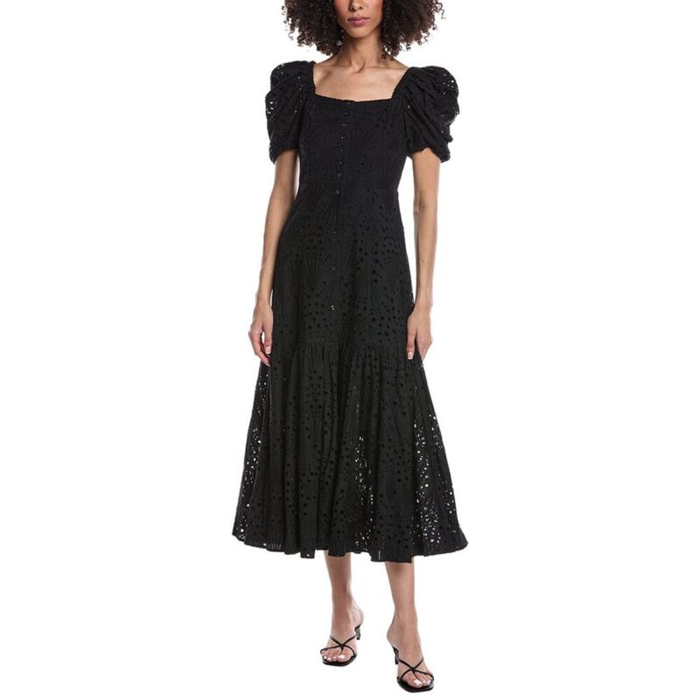 Tyler Böe Womens  Cleo Eyelet Midi Dress, Black